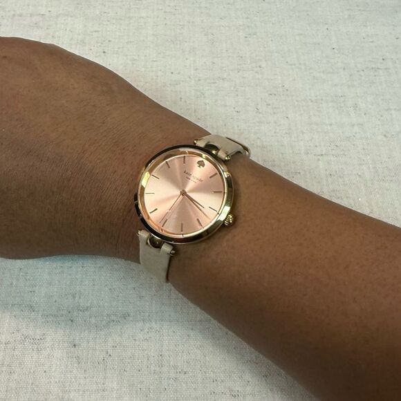 Kate Spade Holland Rose Gold Dial Beige Leather Band Watch main image 7